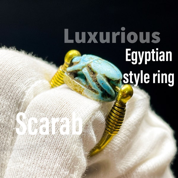 Seltener fantastischer altägyptischer Ring eines ägyptischen Skarabäus ( Glückssymbol )