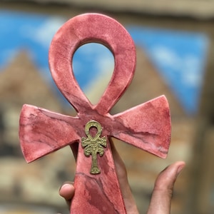 Red Ankh key of Life. Alabaster Ankh key - Made In Egypt