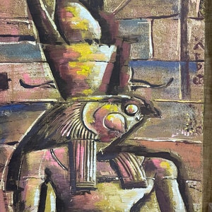 17.5&quot;xH Egyptian God Horus Papyrus, Hand painted Egyptian Art for god Horus.