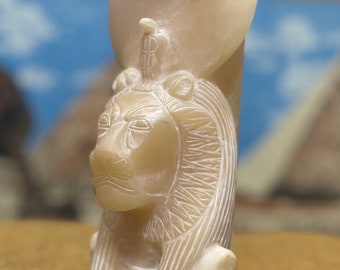 statue Ancient Egyptian Sekhmet Goddess, Goddess Sekhmet statue made from Alabaster transparent heavy stone-Mother's Day Gift