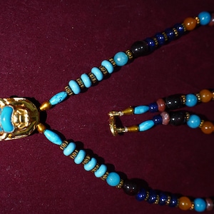 Gemstones Necklace with Scarab - Ancient Egyptian healing Jewlery, made in Egypt.