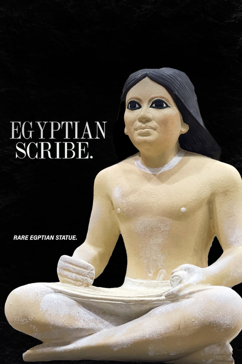 Writing Statue Egyptian Scribe Statue, Read and Write Figurine Statue in Ancient Egypt ...
