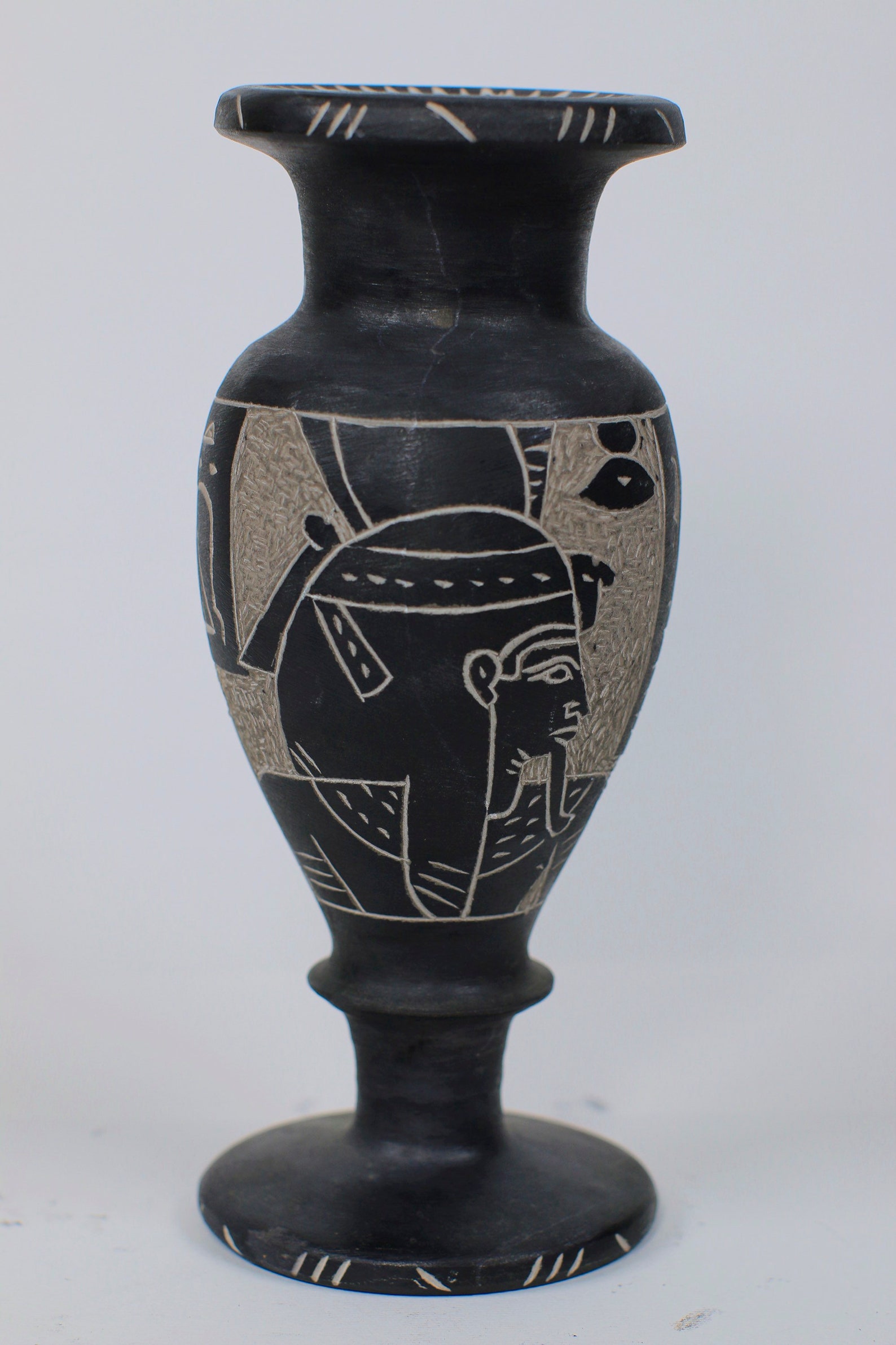 Basalt Vase Ancient Egyptian Vase with Carving of God of Etsy