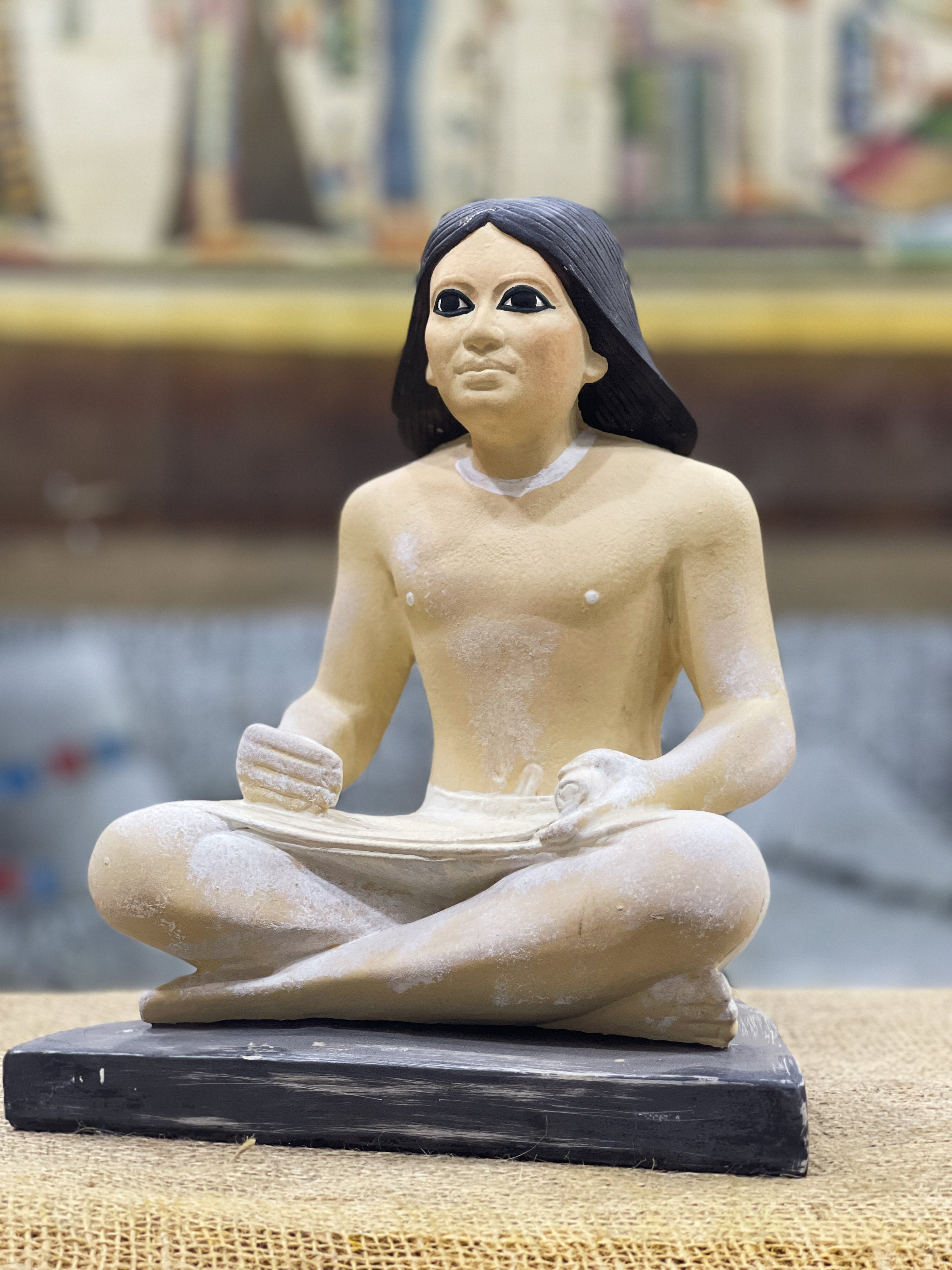 Writing Statue Egyptian Scribe Statue, Read and Write Figurine Statue in Ancient Egypt ...