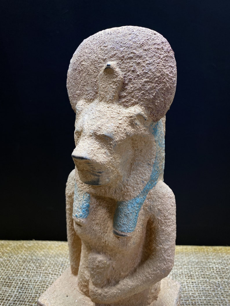Egyptian Lion Goddess Sekhmet Statue Wearing A Sun Disk - Etsy