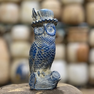 Statue de hibou bleu, figurine de hibou, hibou égyptien. Curata Home bleu Figurine Figurine Statue de Hibou Figurine -Hibou Décor d’étagère