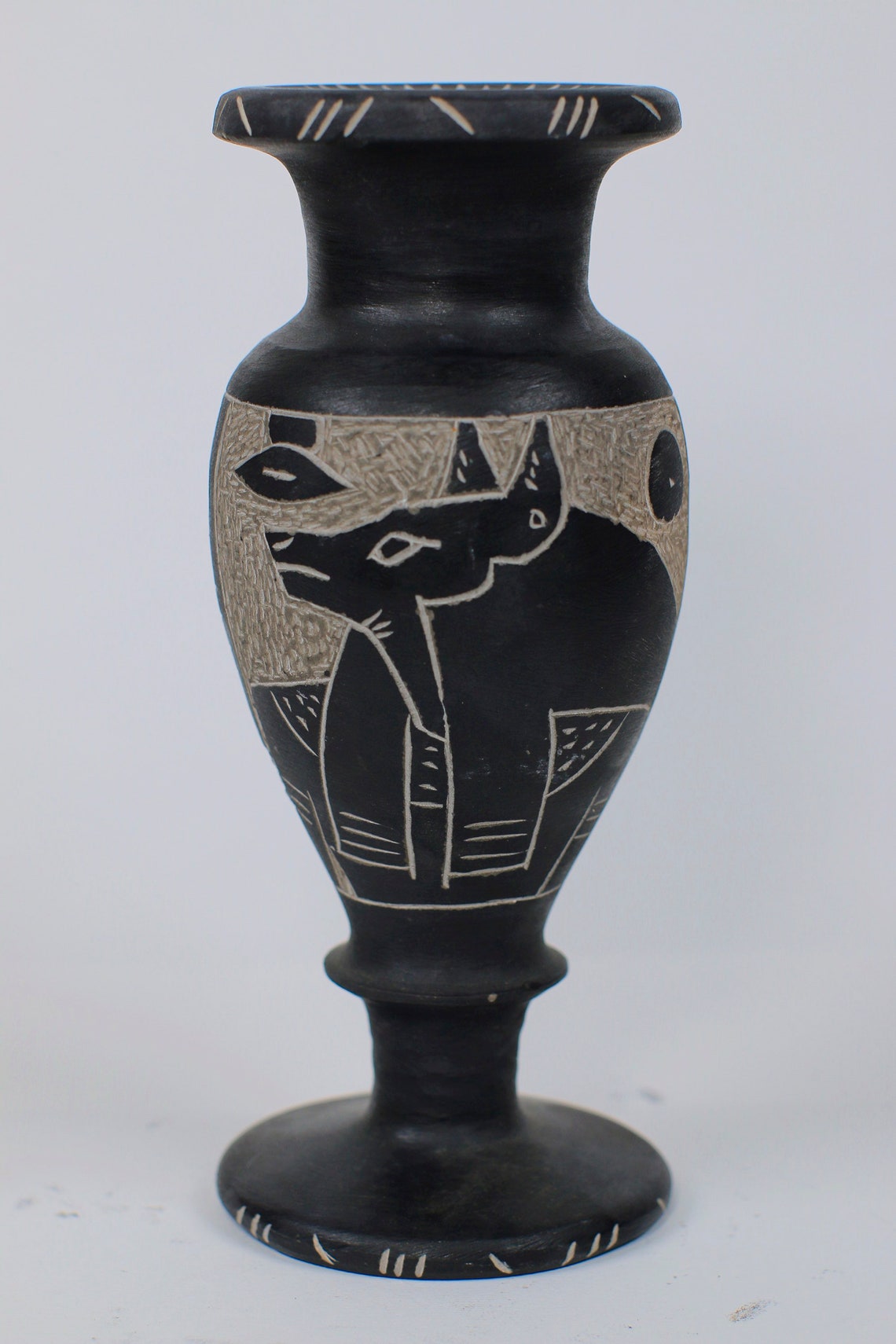 Basalt Vase Ancient Egyptian Vase with Carving of God of Etsy