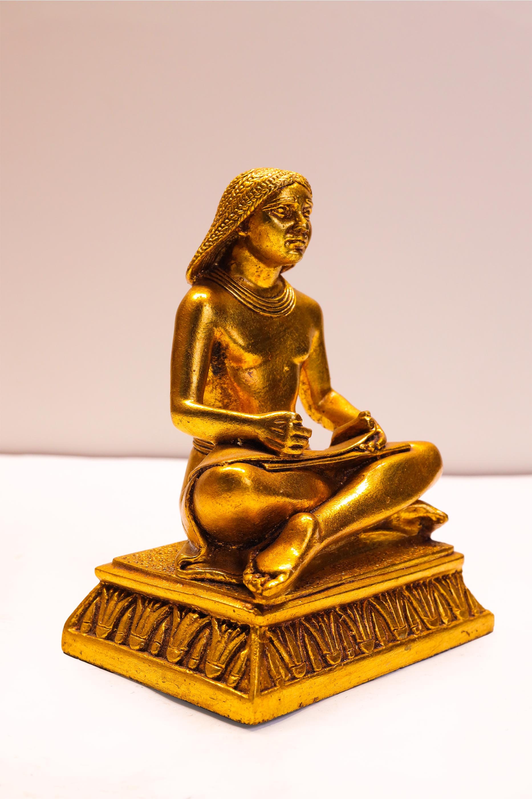 Writing Statue Marvelous Gold Egyptian Scribe Statue, Read and Write Figurine Statue ...
