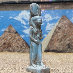 Blue HATHOR Goddess statue - Egyptian statue of goddess Hathor Mini statue made in Egypt - Replica Hathor