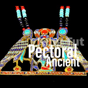 King Tutankhamun with God Horus, Scarab, The Ankhs and Two cobras Necklace
