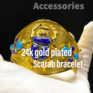 Handmade Bracelet with The Egyptian Scarab and The Ankh key, Made in Egypt