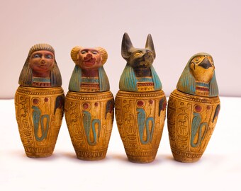 美しい手彫りのカノプス壺 - エジプトの壺 - 手作りのカノプス壺