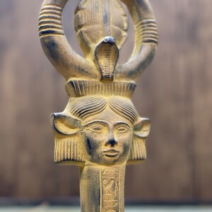Egyptian Goddess Hathor statuette , Goddess Hathor with Sun disk, Goddess of solar, Goddess of the Sky.