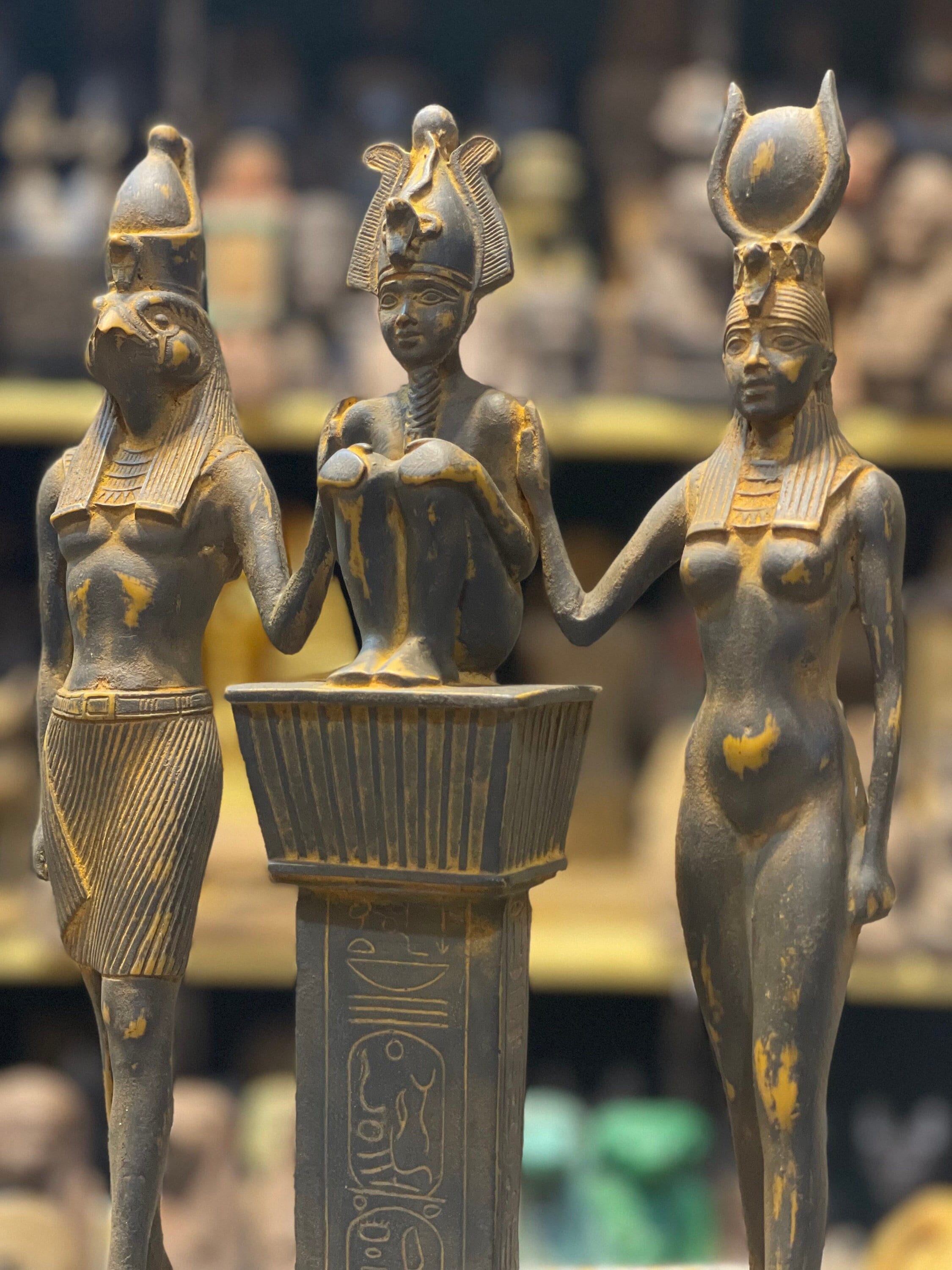Horus, Isis, Osiris, The Osiris Myth statue displaying the popular Egyptian Deities, Goddess Isis, God Osiris, God Horus-Mother's Day Gift