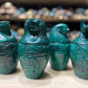 Ancient Egyptian canopic jars, Set Of 4 Egyptian Ancient Canopic Jars Canopy Jar Organs Storage Statues.