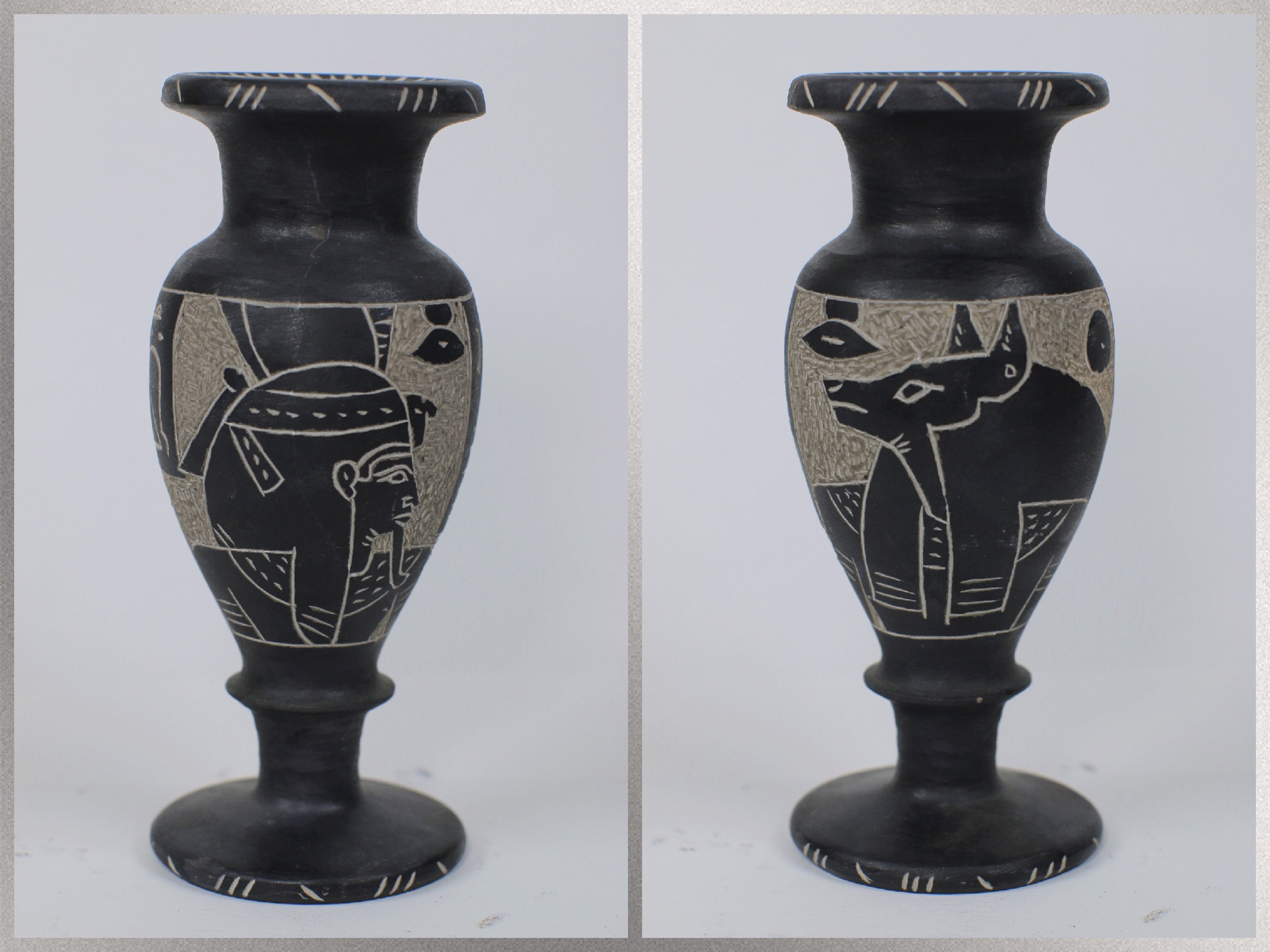 Basalt Vase Ancient Egyptian Vase with Carving of God of Etsy
