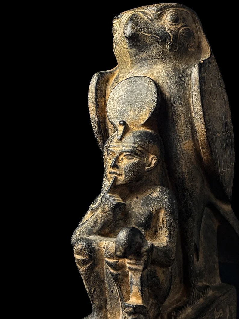 The God Ramsas Horus God Protecting Ramses II, Statue of Ramses the Second With Horus ...