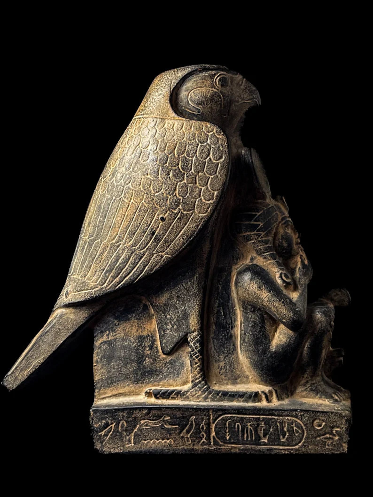 The God Ramsas Horus God Protecting Ramses II, Statue of Ramses the Second With Horus ...
