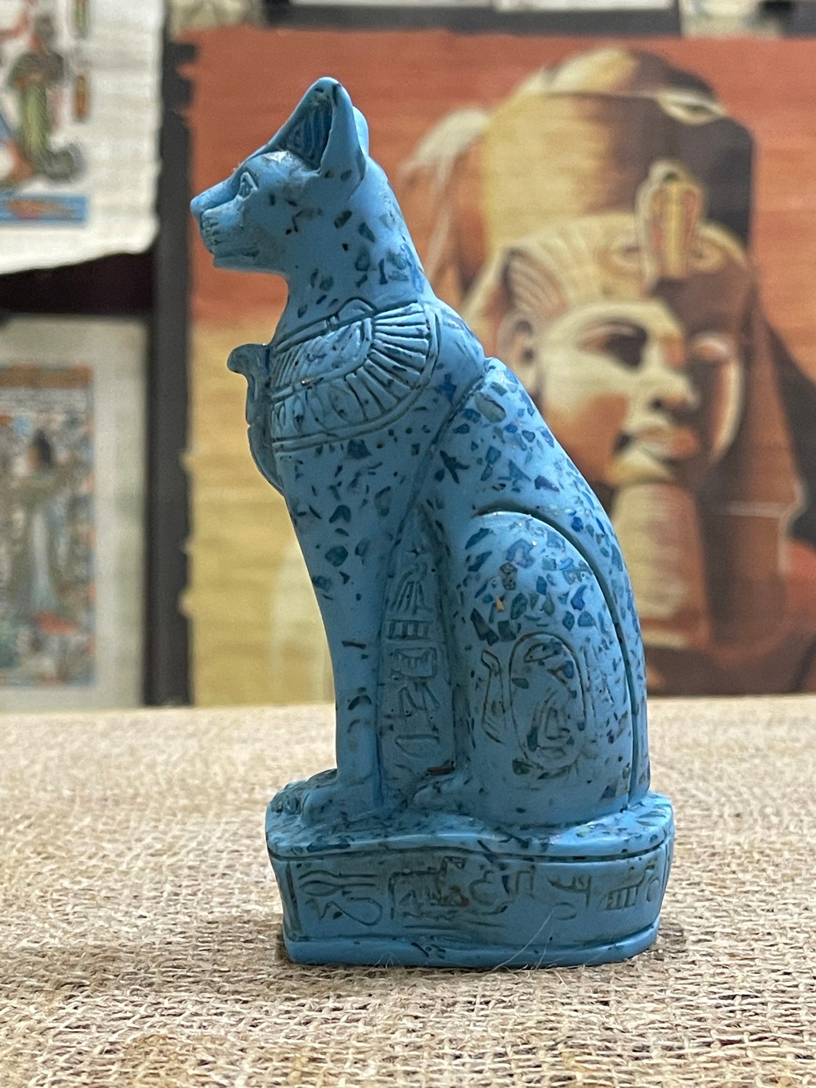 Egyptian Bastet Cat Statue Bastet Statue Egyptian Blue Etsy
