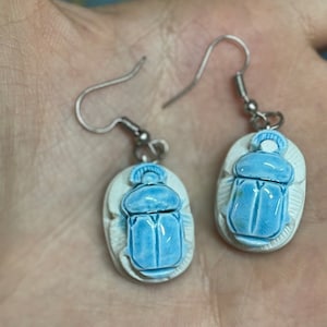 Ancient Egyptian earrings, scarab earrings, Ancient Egyptian Accessories, key of life earrings.
