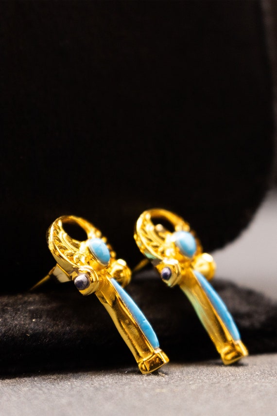 Gorgeous Egyptian Jewelry set of necklace and earrings with Egyptian Ankh- Made In Egypt