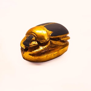 Black and gold Egyptian Scarab - Ancient Egyptian Beetle Scarab - Made In Egypt with care and love