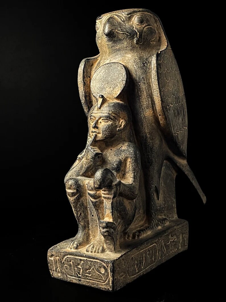 The God Ramsas Horus God Protecting Ramses II, Statue of Ramses the Second With Horus ...