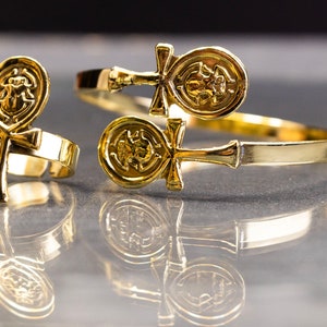 Amazing Egyptian Jewelry set with Ankh ring and Ankh bracelet, handmade in Egypt with care and love