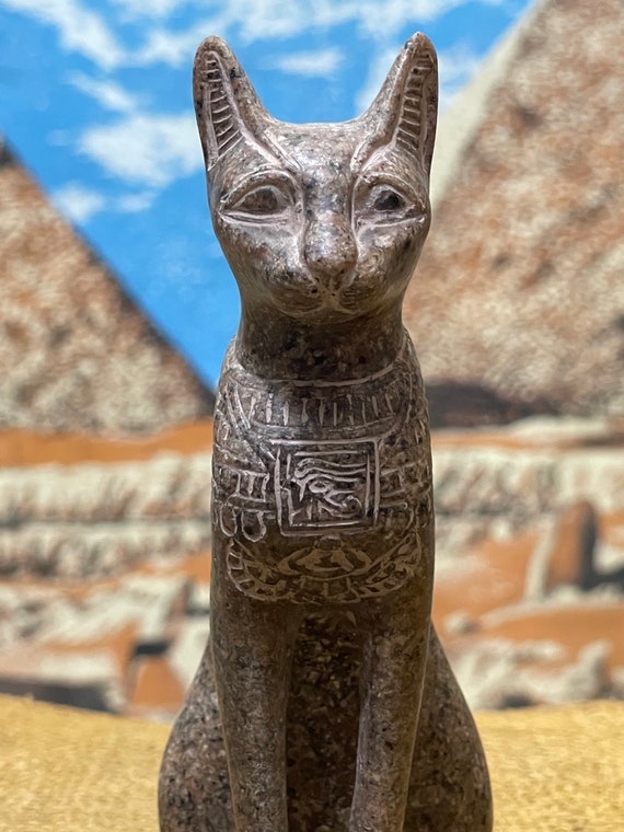 Statua Dea Bastet Egizia In Resina | Gatto Nero Antico Egitto | Decorazione Scrivania 6.2x3x2.2 Cm - Foto 8