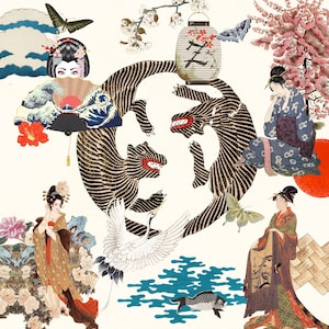 Oriental Style Digital Collage Sheet, Asian, Japanese PNG, Clip Art,  Embellishments, Instant Download