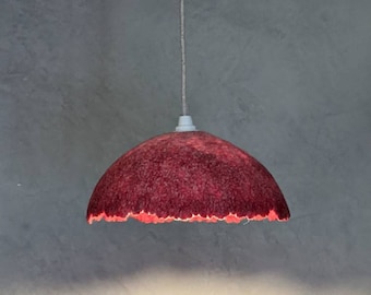 Red ONDÉE Pendant Lamp in felted wool