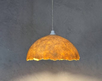 Lampe Suspension ONDÉE jaune en laine feutrée