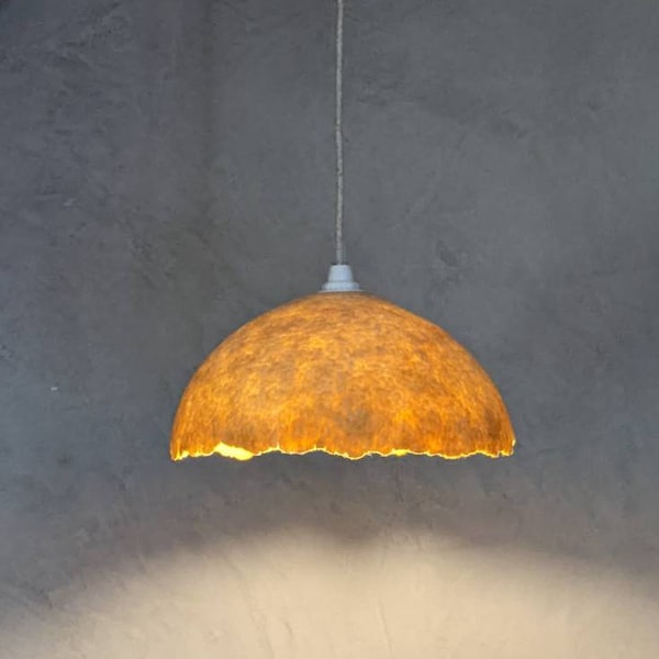 Yellow ONDÉE Pendant Lamp in felted wool