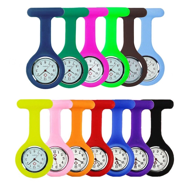 Nurse Fob Watch Hospital GP Medical Doctor Vet Silicone clip on Watch Can Be Personalised on the back with silicon dome.