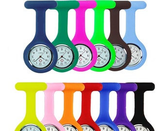 Nurse Fob Watch Hospital GP Medical Doctor Vet Silicone clip on Watch Can Be Personalised on the back with silicon dome.