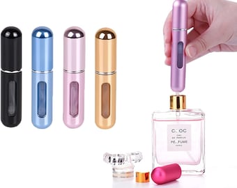 Atomiseur après-rasage de parfum rechargeable, 5 ml avec pompe, flacons portables, parfaits pour les voyages, personnalisables en NOIR et OR