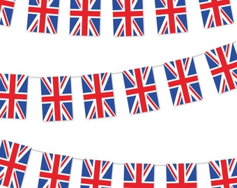 10M Union Jack Wimpelkette Könige Krönung Dekorationen, Könige Krönung Wimpel Flagge 20 Stück Dreieck Union Jack Flaggen In Memoriam König