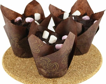 Muffin, Cupcake Tulip Wrap 120 Stk | Liner | Papiertasse | Ölfeste Kuchenverpackung | Classic, Vintage Druck - Versandkostenfrei