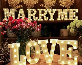 LARGE LED Letters White Event Decor 22cm Height. Wedding Valentines Birthday Backdrop Decor Light Up Letters & Numbers Battery Operated