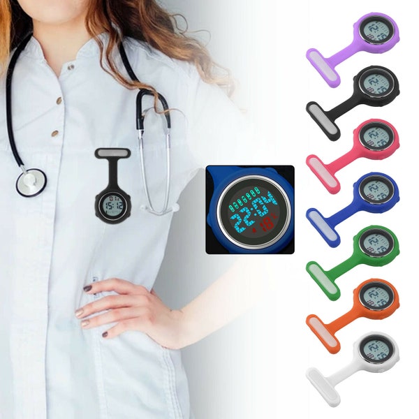 Silicone Doctor Nurse Vet Medic Student DIGITAL Fob Pocket Quartz Watch|Infection Control Approved| Can be personalised