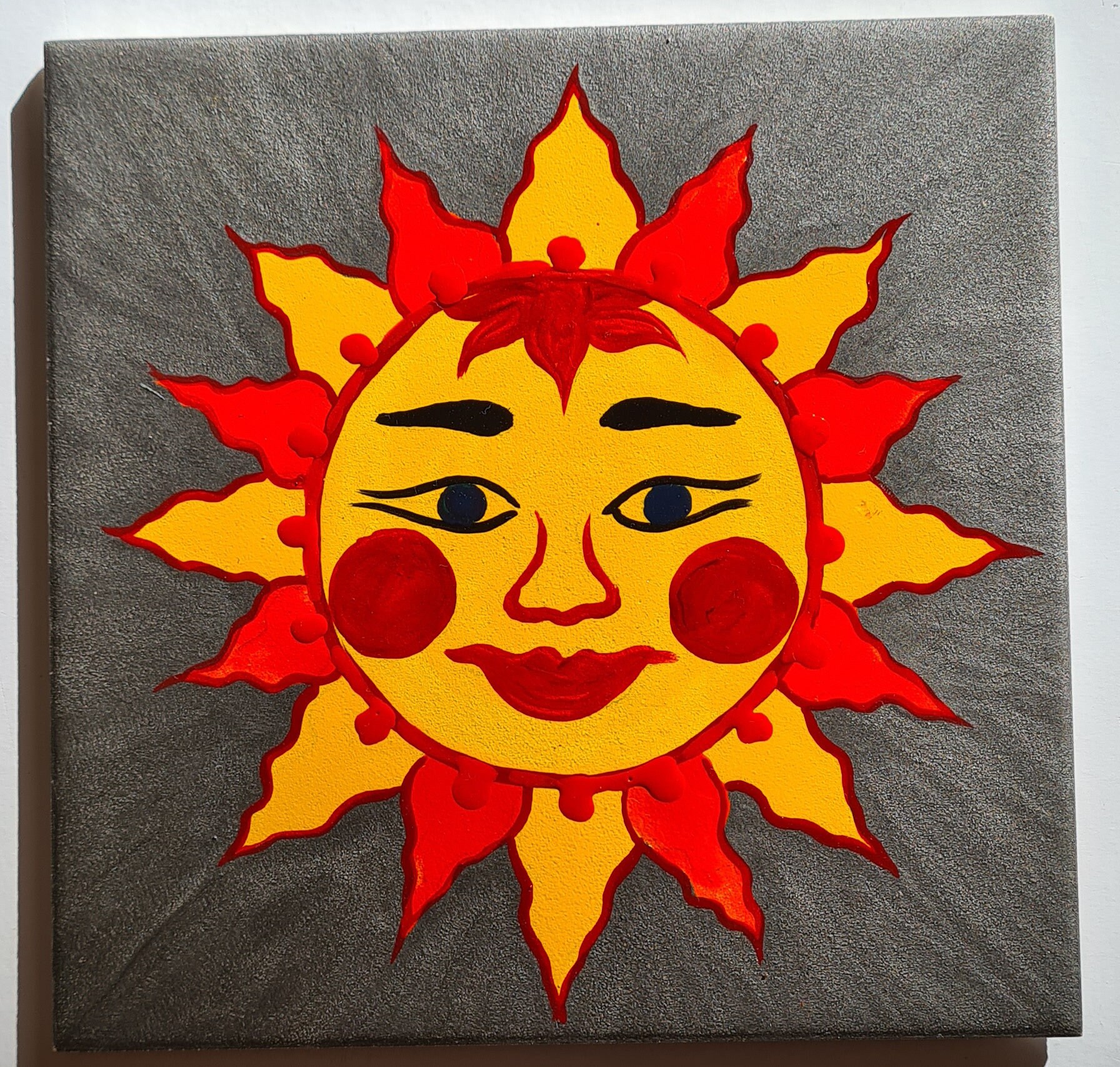 Carreau de Céramique Très Lumineux, sur Fond Argent, Collection Soleils