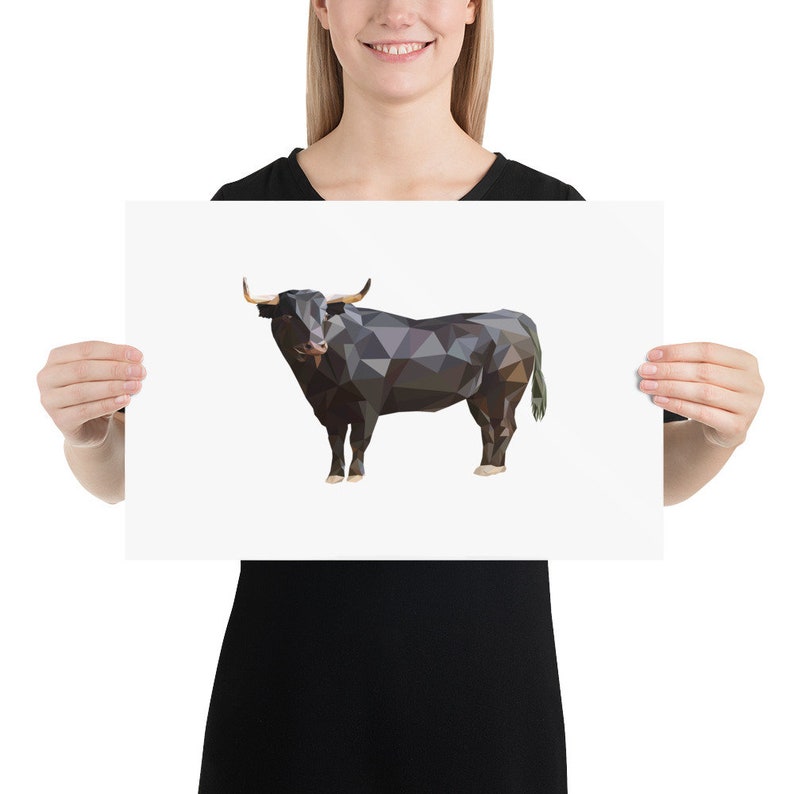 Home Decor Bull Poster Print: Animal Print Polygonal Design Polygonal Animal Art Art Print Wall Print Farm Animal