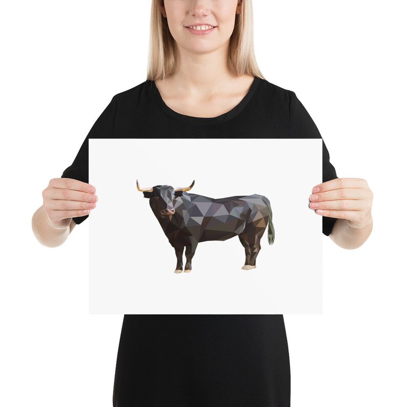 Home Decor Bull Poster Print: Animal Print Polygonal Design Polygonal Animal Art Art Print Wall Print Farm Animal