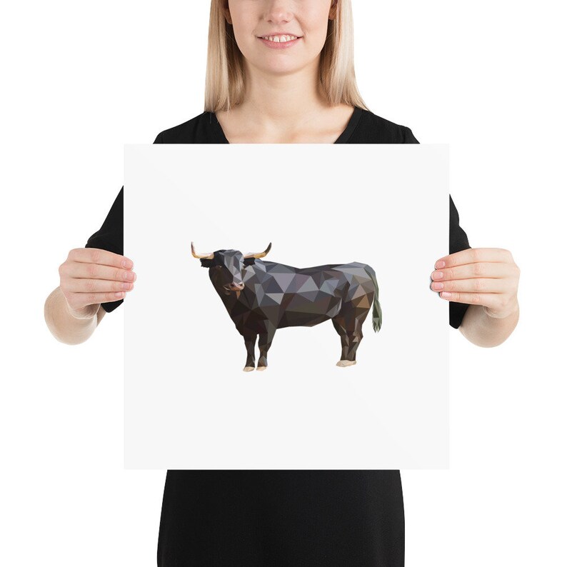 Home Decor Bull Poster Print: Animal Print Polygonal Design Polygonal Animal Art Art Print Wall Print Farm Animal