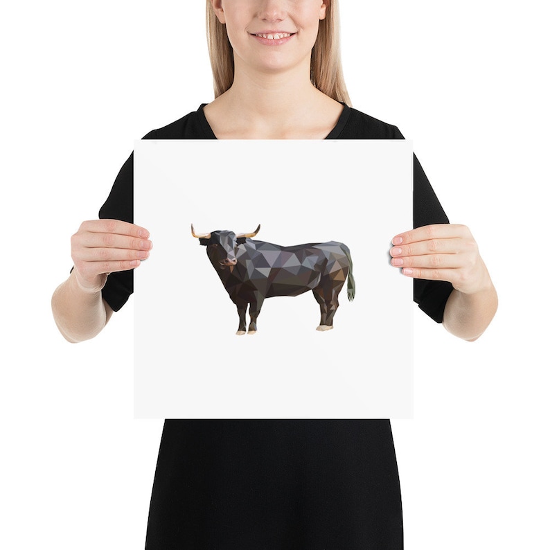 Home Decor Bull Poster Print: Animal Print Polygonal Design Polygonal Animal Art Art Print Wall Print Farm Animal