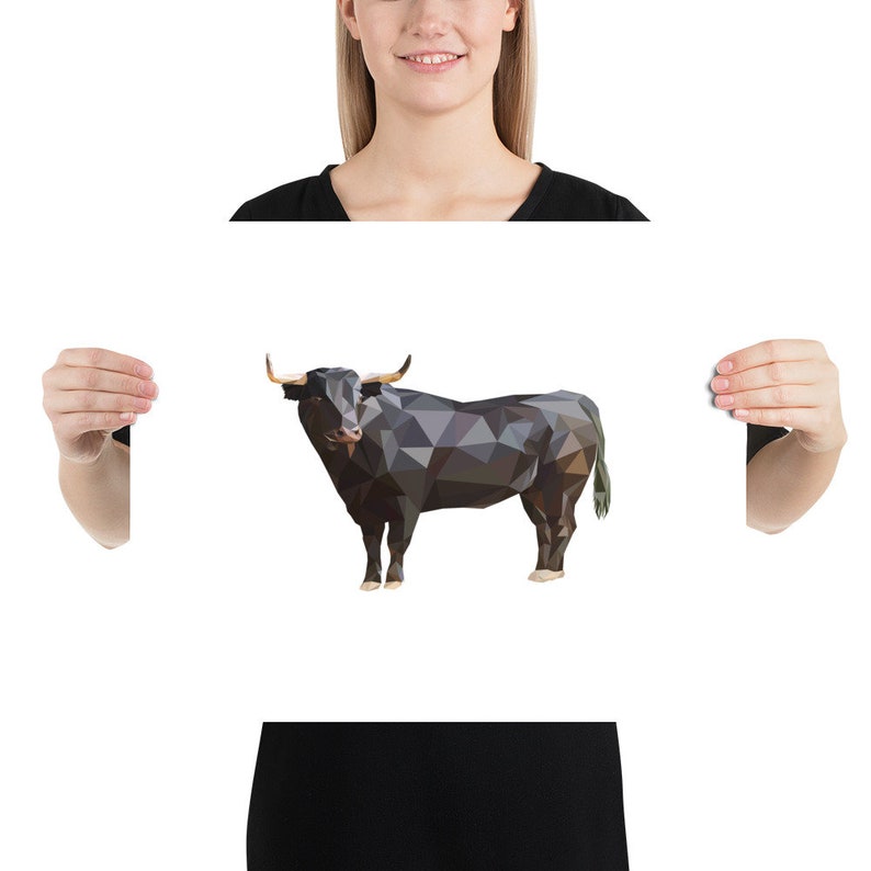 Home Decor Bull Poster Print: Animal Print Polygonal Design Polygonal Animal Art Art Print Wall Print Farm Animal