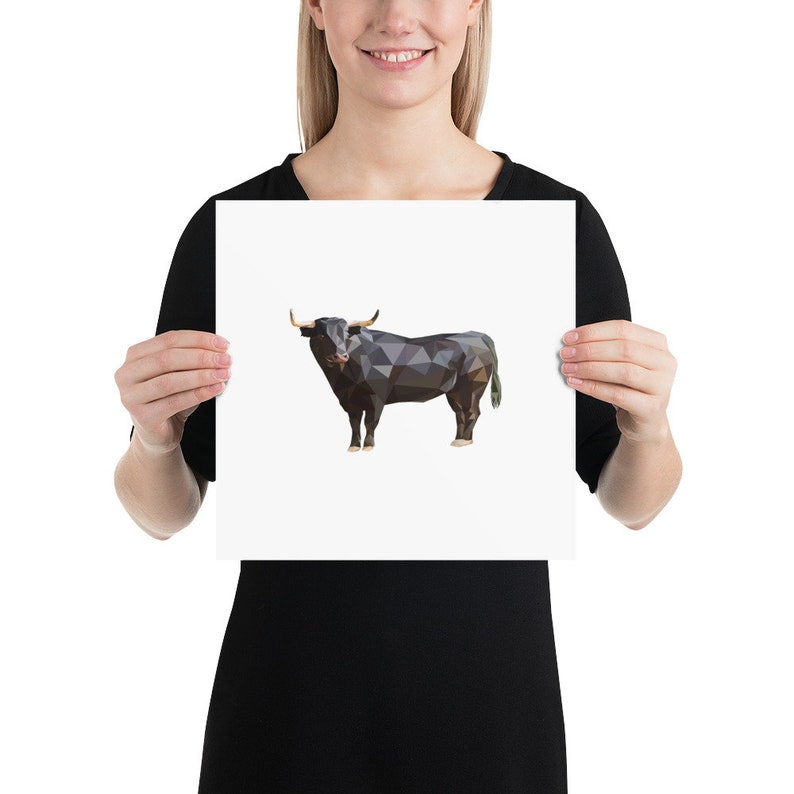 Home Decor Bull Poster Print: Animal Print Polygonal Design Polygonal Animal Art Art Print Wall Print Farm Animal