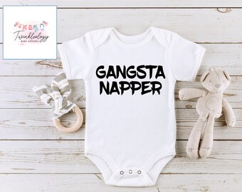 Gangsta Baby Onesie® - Gangsta Napper Baby Boy Onesie® - Cute Hipster Baby Onesie®Unisex Kids' Clothing