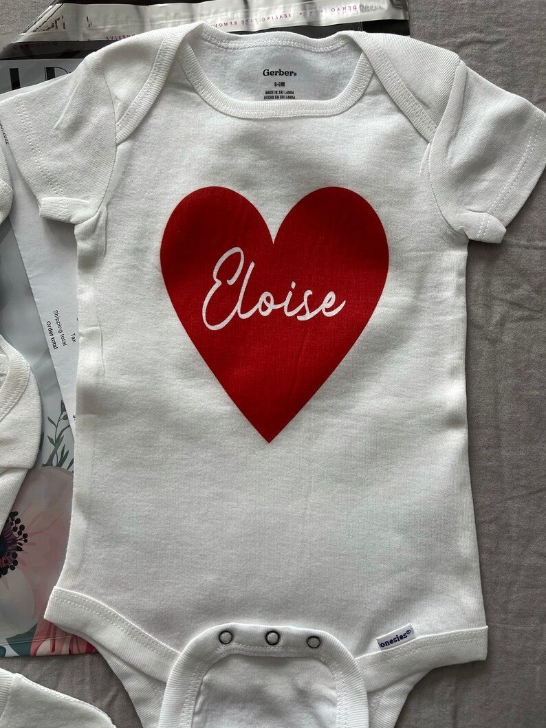 Custom Valentine Name Onesie Cute Valentine's Day Onesie Valentine Baby Onesie image 3