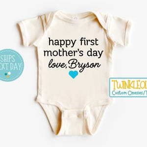Personalized First Mother&#39;s Day Organic Baby Onesie